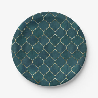 Teal & Gold Luxury Paper Plates Fancy Paper Plates