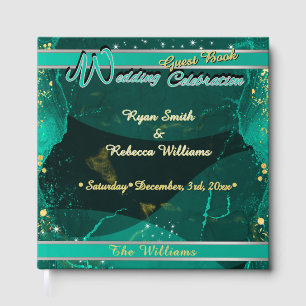 Teal & Gold Marble Design Guest Book