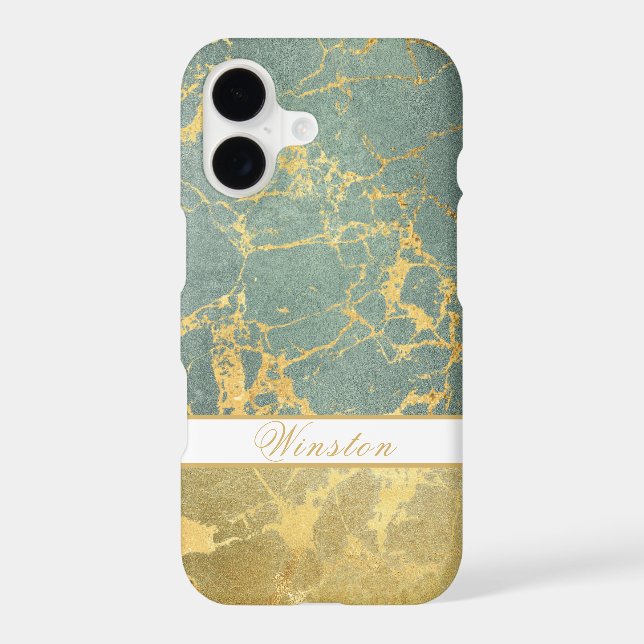 TEAL & GOLD MARBLE LOOK, EDITABLE TEXT (Back)