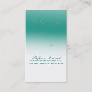 Teal & Gold Modern Glam Chic Refer a Friend Referral Card