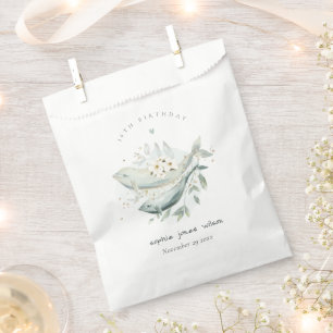 Teal Gold Underwater Floral Fish Any Age Birthday Favour Bags