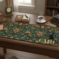 Teal & Gold Vintage William Morris Floral Monogram