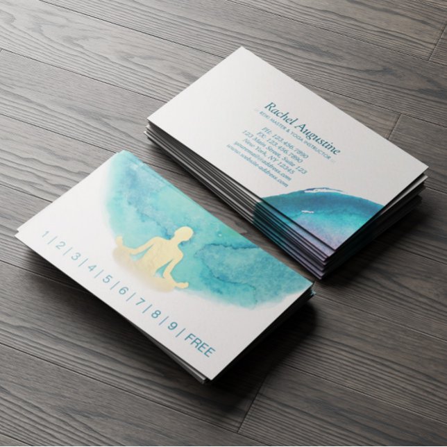 Teal Gold Watercolor YOGA Instructor Loyalty Punch Card (Creator Uploaded)