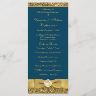 Teal Gold Wedding Anniversary Vow Renewal Program Programme