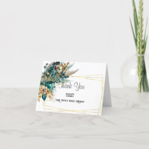 Teal & Gold Wedding Thank You Card