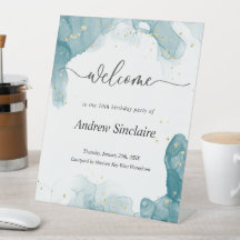 Teal & Gold Welcome Party Sign