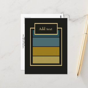 Teal, Gold, White and Black Stripes Postcard