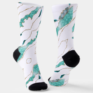 Teal Gold White Socks