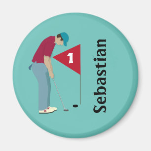 Teal Golfer Putting Magnet