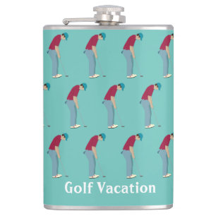 Teal Golfing Theme Hip Flask