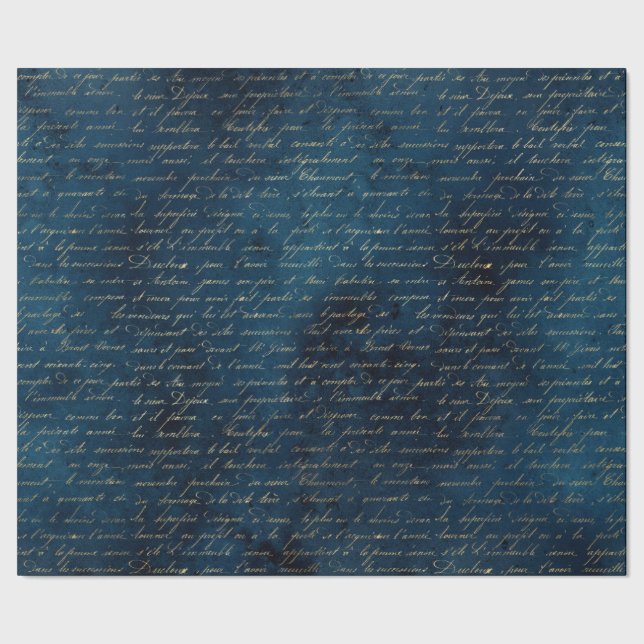 Teal Gothic Gold Script Wrapping Paper (Seam)
