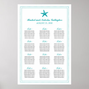 Teal Graceful Starfish 24 x 36 Seating Chart