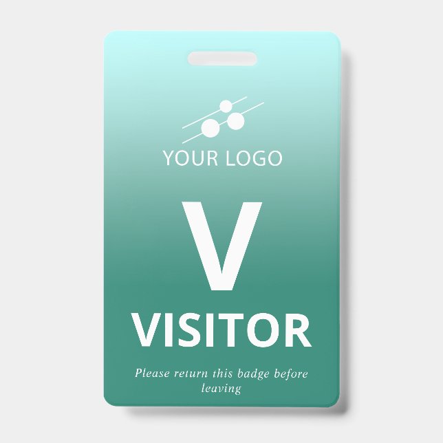 Teal Gradient Add Your Logo Visitor ID Badge (Front)