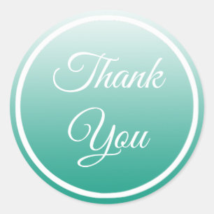 Teal Gradient and White Thank You stickers