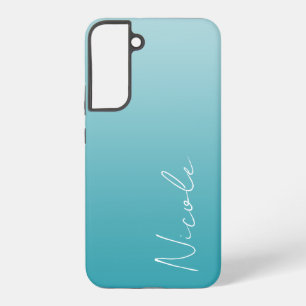 Teal Gradient Handwriting Script Personalised Samsung Galaxy Case