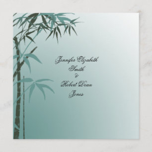 Teal Gradient Natural Bamboo Wedding Invitation