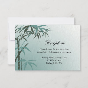 Teal Gradient Natural Bamboo Wedding Reception Invitation