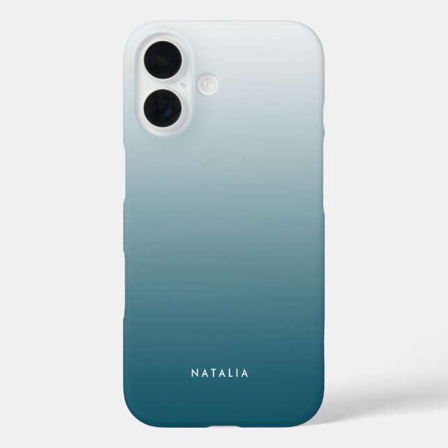 Teal Gradient Ombre Personalised Case-Mate iPhone Case (Back)