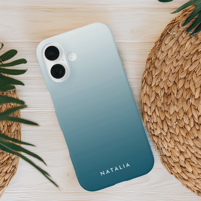 Teal Gradient Ombre Personalised Case-Mate iPhone Case (Creator Uploaded)