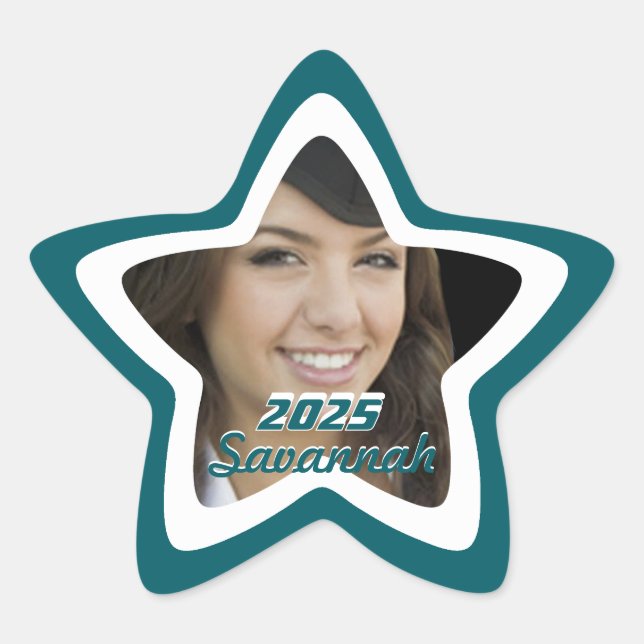 Teal Graduation or Sweet Sixteen Photo Stickers (Front)