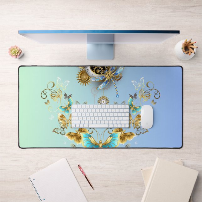 Teal Graphic Art, Mechanical Serenity Desk Mat (Office 1)