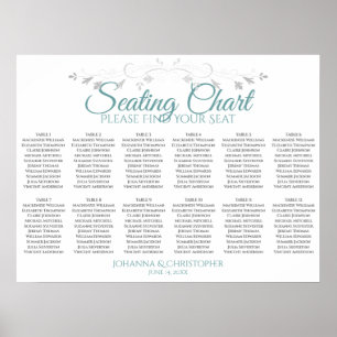 Teal & Gray 12 Table Wedding Seating Chart