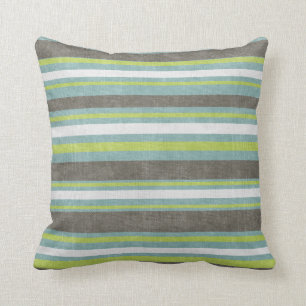 Teal Gray Blue Green Stripes Cushion