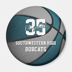 teal gray kids sports gifts basketball team name magnet