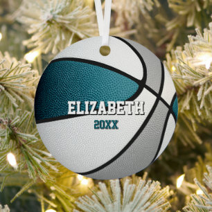 teal gray sports team colors basketball metal tree decoration