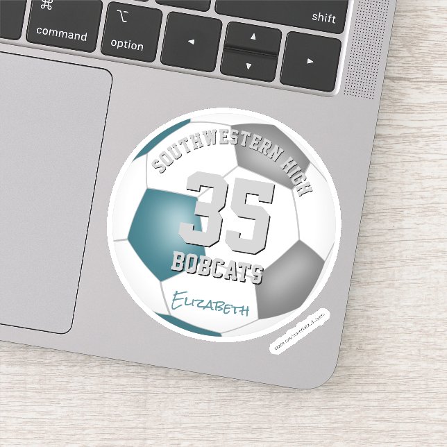 Teal gray team colors kids soccer banquet favors  (Detail)