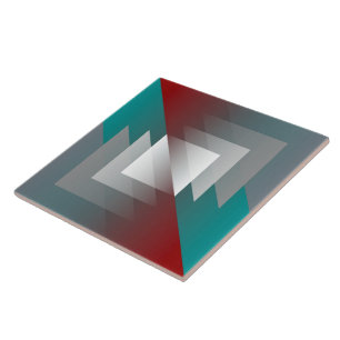 Teal gray triangles on burgundy tile