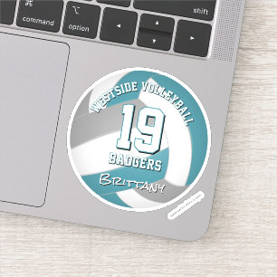 teal gray volleyball player girls boys team gifts