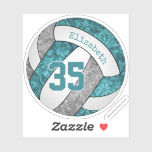 teal gray white volleyball girls name number