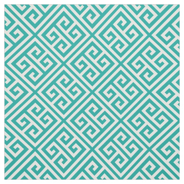Teal Greek Key Fabric (Swatch)