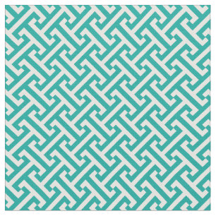 Teal Greek Key Pattern Fabric