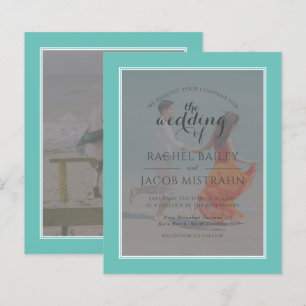 Teal Green 2-Photo Budget Wedding Invitation