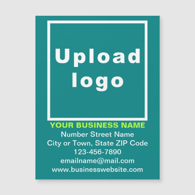 Teal Green 4.25” x 5.6” Magnetic Business Card (Front)