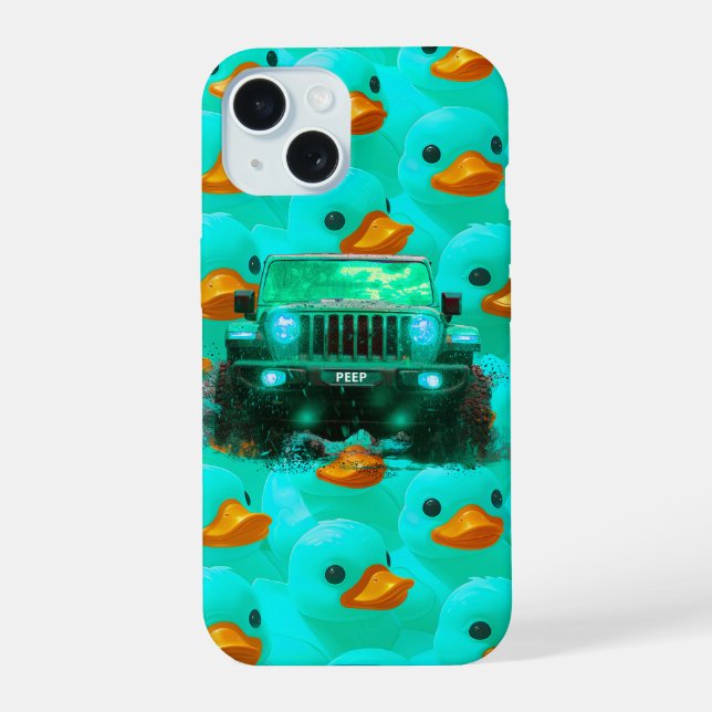 Teal green 4x4 duckie colourful case. iPhone 15 case (Back)