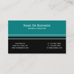 Teal Green and Black Minimalist Corporate Contact  Business Card