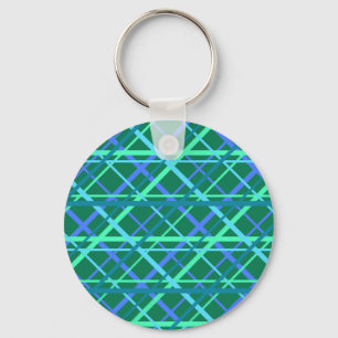 Teal, Green, and Blue Patchwork Pattern Passport Key Ring