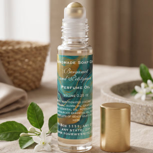 Teal Green and Faux Gold Perfume Roller Bottle Square Sticker