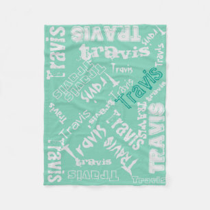 Teal Green and Pale Grey Blanket Name Collage