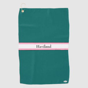 Teal Green and Pink Personalised Golf Towel HAMbWG