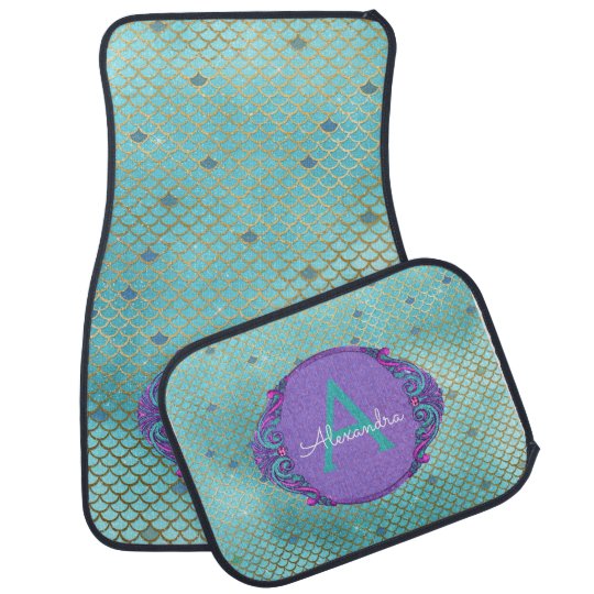 Teal Green And Purple Mermaid Scales Monogram Car Mat Zazzle Co Uk