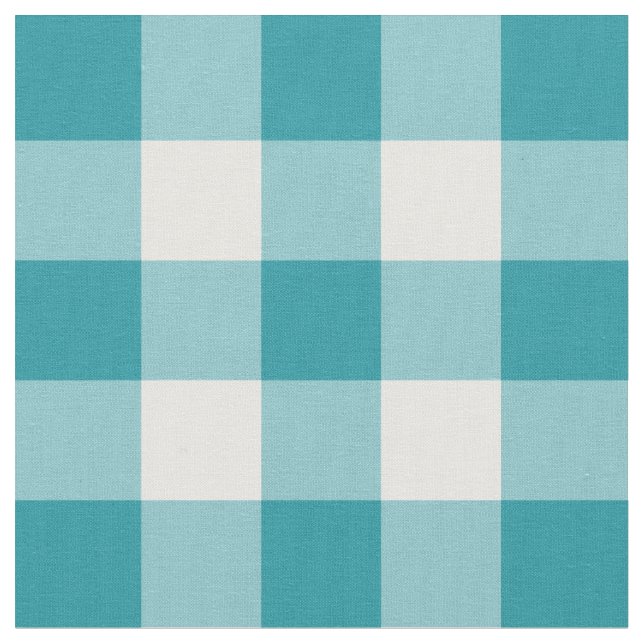 Teal Green and White Gingham Pattern Fabric (Close Up)