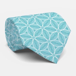 Teal Green and White Pattern Tie