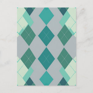 Teal Green Argyle Diamond Pattern Postcard