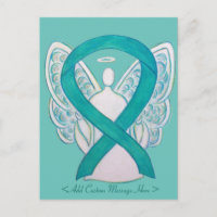 Teal Green Awareness Ribbon Angel Custom Postcard