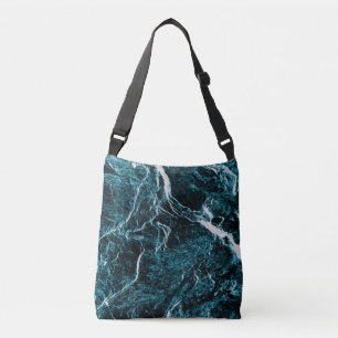 Teal Green Blue Black Abstract Pattern Crossbody Bag