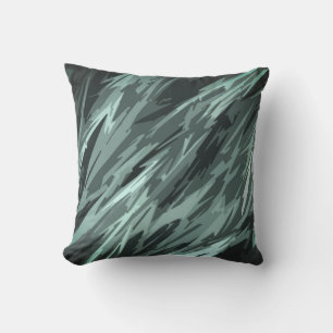 Teal Green Blue Black Abstract Pattern Cushion